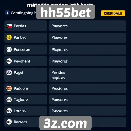 Métodos de pagamento aceitos pelo hh55bet